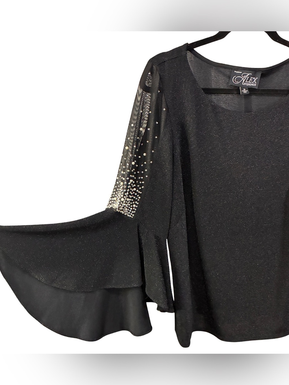 Sheer Embellished bell sleeve blouse - Picture 2 of 6
